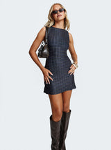 Your Main One Mini Dress Navy Check