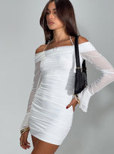 Taylon Off The Shoulder Mini Dress White
