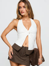 No Hard Feelings Twist Top White