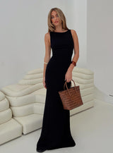 Ace Of Hearts Backless Maxi Dress Black Petite