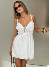 Viviette Ruched Mini Dress White