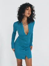 Amida Long Sleeve Mini Dress Blue