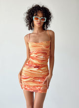 Harlan Mini Dress Orange Multi