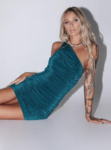 The Goddess Mini Dress Forest Green