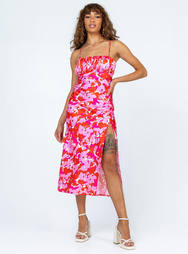 Tinzia Midi Dress Red Floral