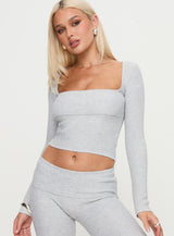 Closed Eyes Long Sleeve Top Grey