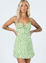 Tasmin Mini Dress Green Floral