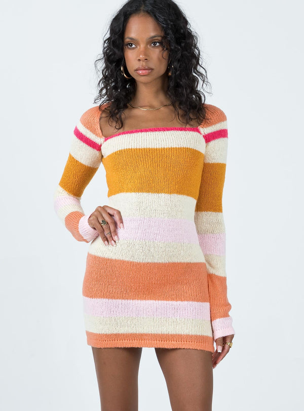 Ania Mini Dress Orange / Pink Multi