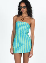 Aquamarine Mini Dress Blue Stripe