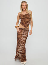 Better Now Cowl Neck Set Brown Tiger