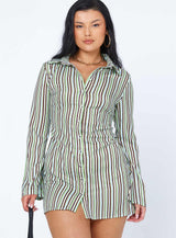 Anni Stripe Mini Dress Green Multi