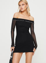 Arsema Off The Shoulder Mini Dress Black