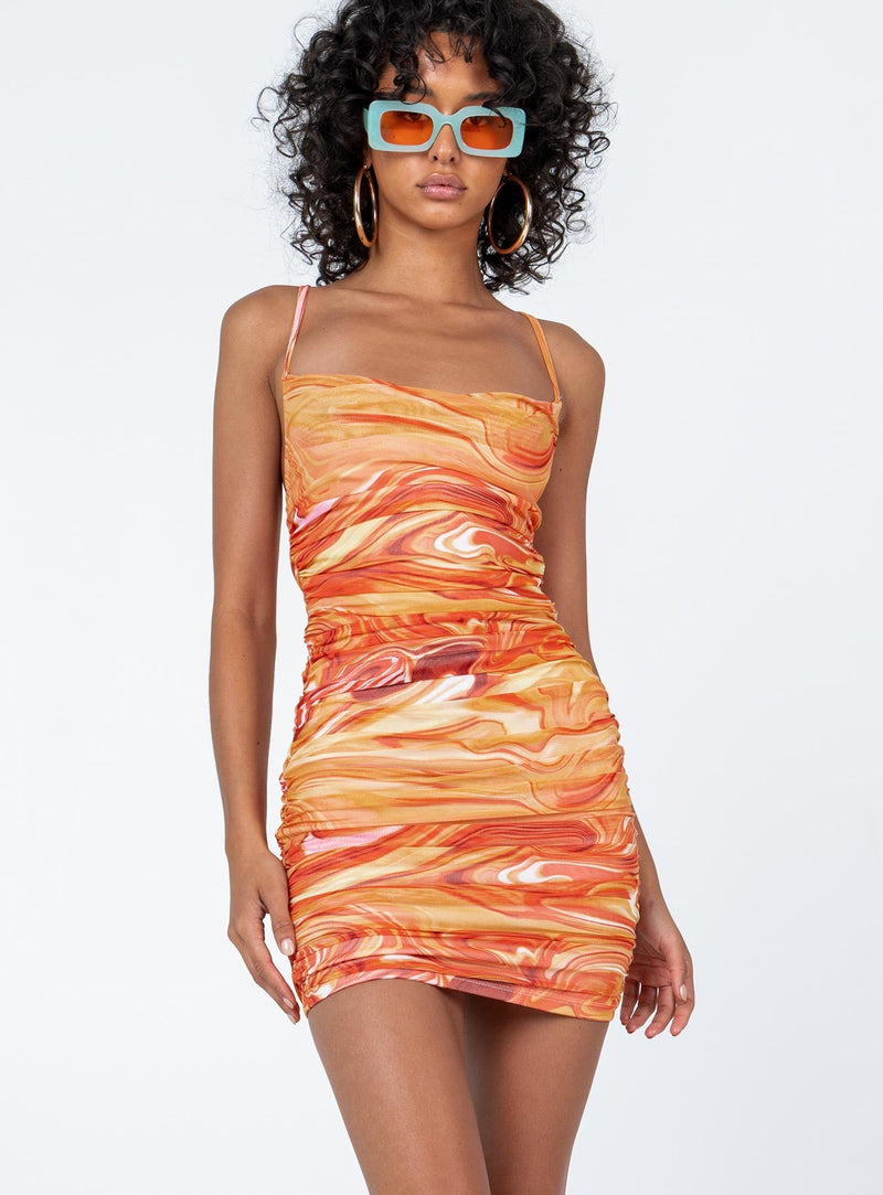 Harlan Mini Dress Orange Multi