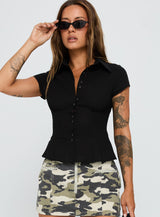 Cottesloe Blouse Top Textured Black