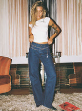 Top Model Low Rise Straight Leg Jeans Dark Denim