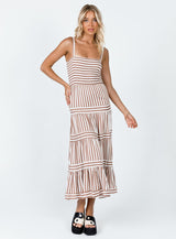 Caleb Maxi Dress Brown / White