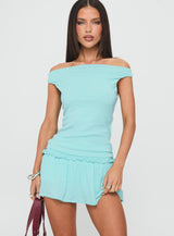 Dominion Off Shoulder Set Aqua