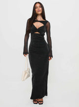 Allegoria Long Sleeve Maxi Dress Black Glitter