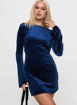 Syrene Velvet Mini Dress Navy