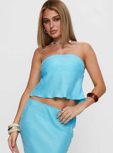 Lucelia Strapless Top Aqua