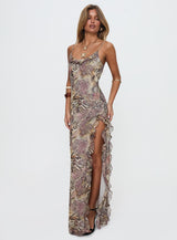 Sympathize Frill Split Maxi Dress Multi