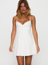 Dearly Embroidered Mini Dress White Petite