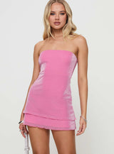 Carette Strapless Mini Dress Hot Pink