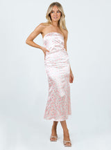 Barnsley Strapless Midi Dress Pink / Floral
