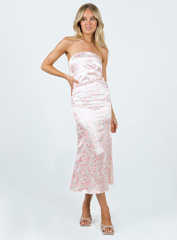 Barnsley Strapless Midi Dress Pink / Floral
