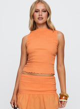 Rosamarie Shirred Top Orange