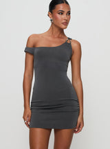 True Desires One Shoulder Mini Dress Grey
