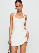 Journey On Halter Mini Dress White