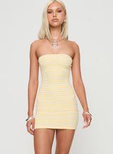Savins Strapless Mini Dress Yellow