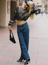 Top Model Low Rise Straight Leg Jeans Dark Denim