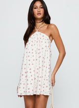 Moonlit Mini Dress White Floral