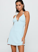 Selkie Beaded Mini Dress Blue