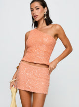 Zaraya Sequin Mini Skirt Orange