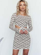 Laurel Mini Dress Cream / Brown