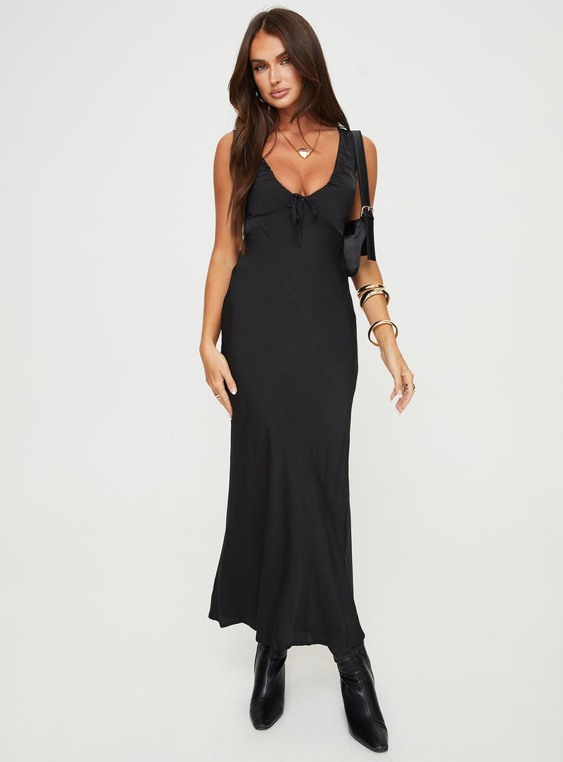 Bareena Bias Cut Maxi Dress Black