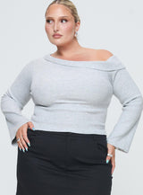 Sina Off The Shoulder Top Grey Curve
