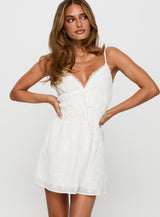 Stick Around Ruched Mini Dress White