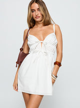 Viviette Ruched Mini Dress White