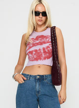 Kiss Of Love Graphic Top Purple