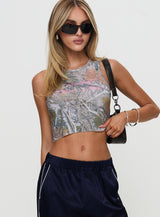 Couldn't Care Less Graphic Top Leafy Camo