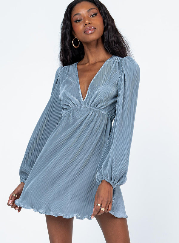 Brody Long Sleeve Mini Dress Blue