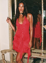 Fig Ruffle Mini Dress Red