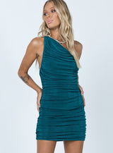 The Goddess Mini Dress Forest Green