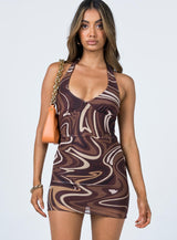 Chrissy Mini Dress Brown Swirl