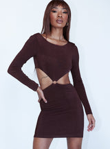 Henley Mini Dress Brown