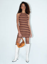 Motel Rigo Dress Multi Stripe Brown